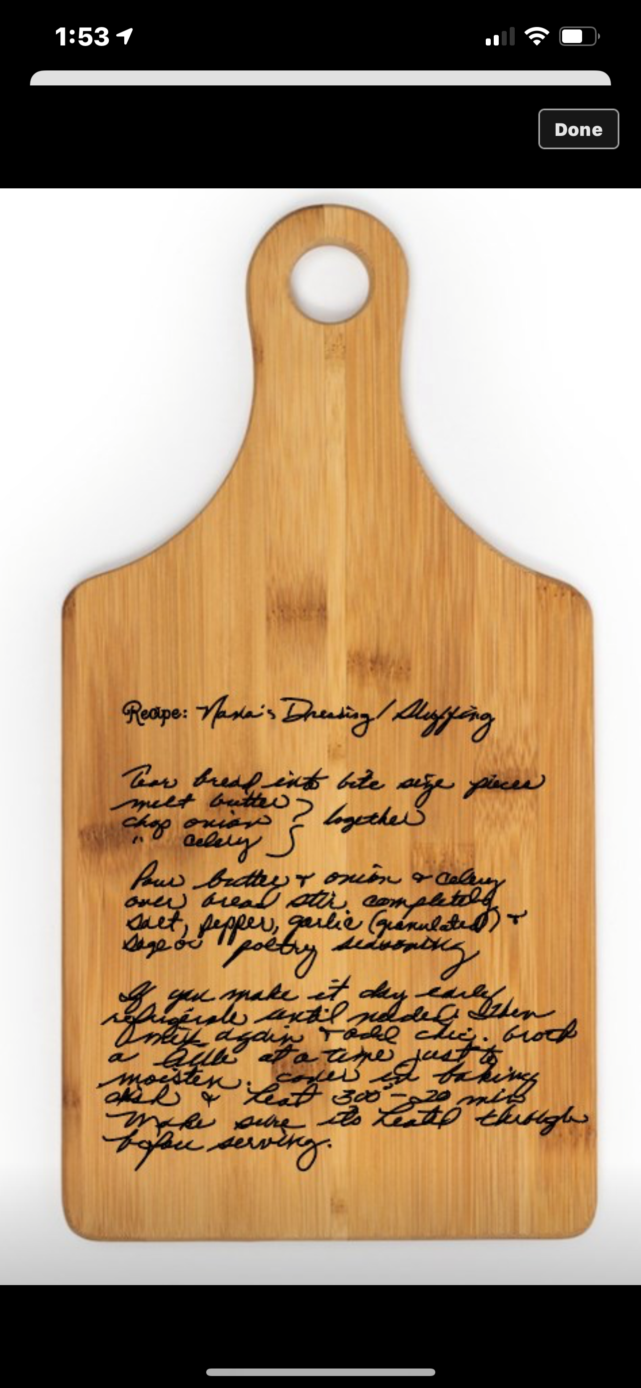 Laser Engraved Cutting Board